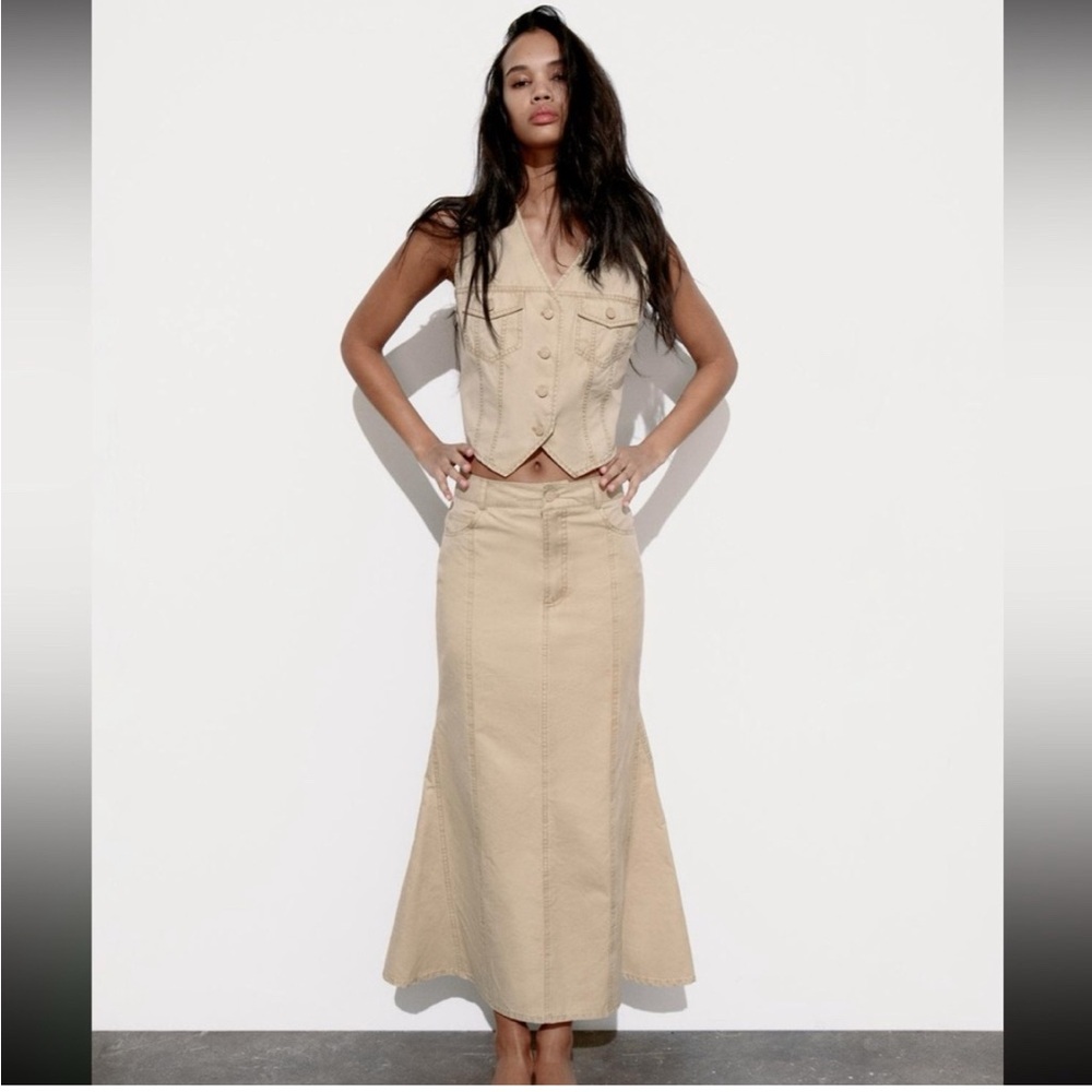 Zara Washed Effect Long Skirt